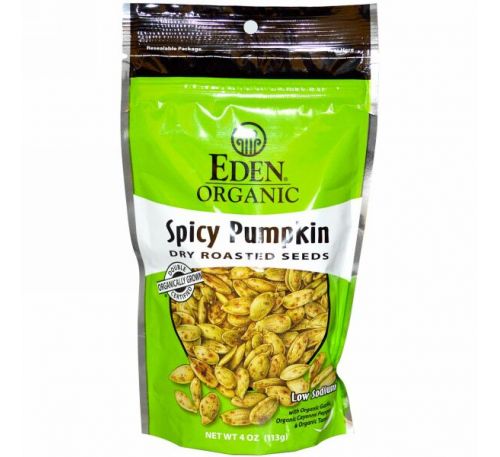 Eden Foods, Органическая серия, пряные жаренные семена тыквы, 113 г