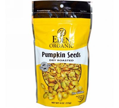 Eden Foods, Органическая серия, семена тыквы, жаренные, 113 г