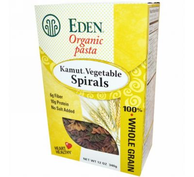 Eden Foods, Органические макароны, овощные спирали из камута, 12 унций (340 г)