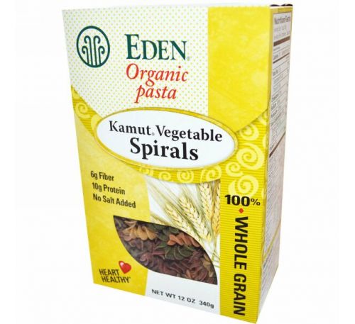 Eden Foods, Органические макароны, овощные спирали из камута, 12 унций (340 г)