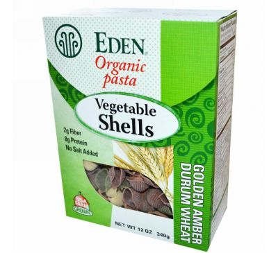 Eden Foods, Органические макаронные изделия, овощные ракушки, 340 г