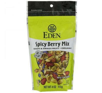 Eden Foods, Органический продукт, семена и сушеные фрукты, пряная смесь ягод, 4 унц. (113 г)