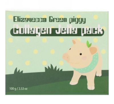 Elizavecca, Green Piggy, коллагеновая желеобразная маска для лица, 3,53 унции (100 г)