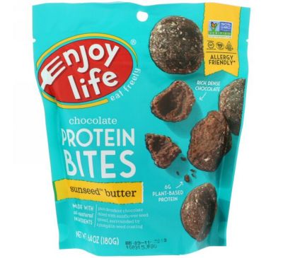 Enjoy Life Foods, Шоколадные протеиновые батончики, масло подсолнечника, 6,4 унц. (180 г)