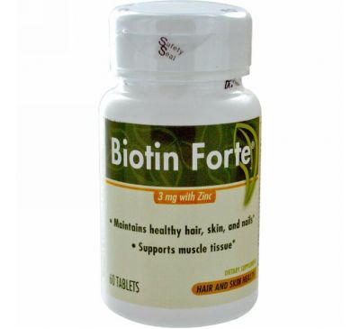 Enzymatic Therapy, Biotin Forte, 3 мг с цинком, 60 таблеток