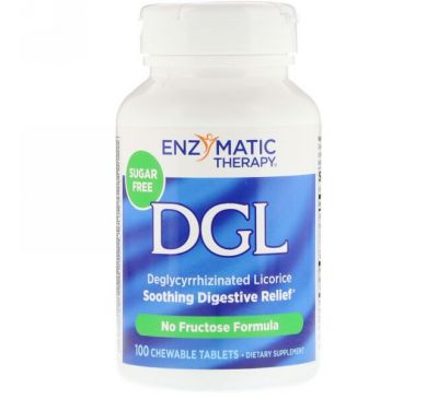 Enzymatic Therapy, DGL, 3:1 глицирризинат солодки, 100 жевательных таблеток