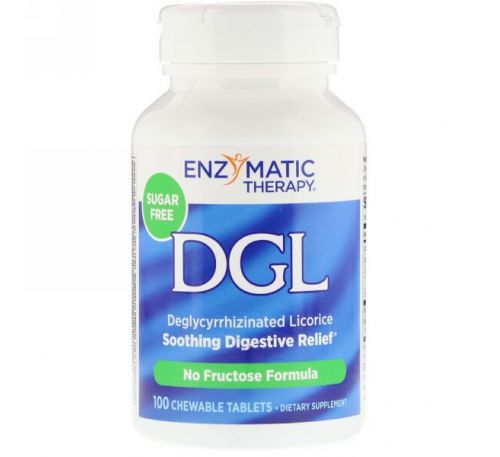 Enzymatic Therapy, DGL, 3:1 глицирризинат солодки, 100 жевательных таблеток