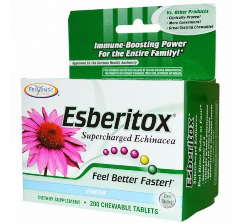 Enzymatic Therapy, Эсберитокс - суперзаряженная эхинацея, 200 жевательных таблеток