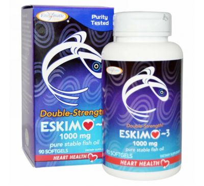 Enzymatic Therapy, Eskimo-3, двойная сила, 1000 мг, 90 капсул