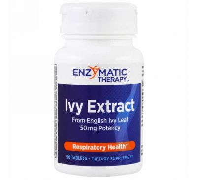 Enzymatic Therapy, Ivy Extract, Respiratory Health, 50 mg, 90 Tablets