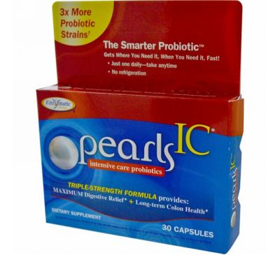 Enzymatic Therapy, Pearls IC, пробиотики для интенсивной терапии, 30 капсул
