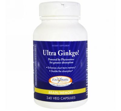 Enzymatic Therapy, Ultra Ginkgo!, для мозга/памяти, 240 вегетарианских капсул