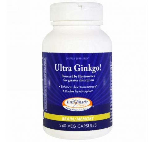 Enzymatic Therapy, Ultra Ginkgo!, для мозга/памяти, 240 вегетарианских капсул