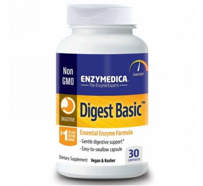 Enzymedica, Digest Basic, Формула с основными ферментами, 30 капсул