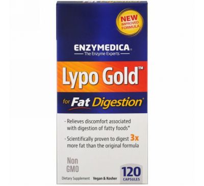 Enzymedica, Lypo Gold, оптимизация усвоения жиров, 120 капсул