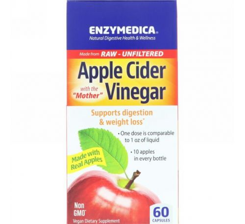 Enzymedica, Яблочный уксус, 60 капсул