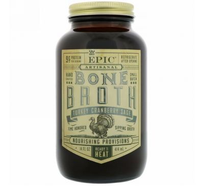 Epic Bar, Artisanal Bone Broth, Turkey Cranberry Sage, 14 fl oz (414 ml)