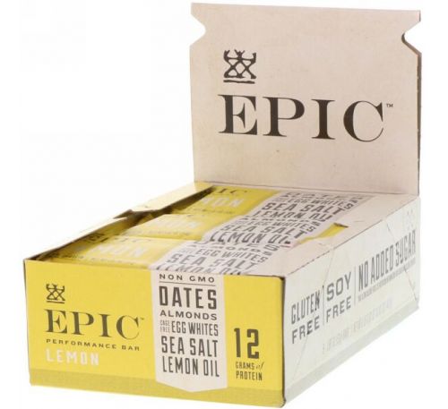 Epic Bar, Performance Bar, Lemon, 9 Bars, 1.87 oz (53 g) Each