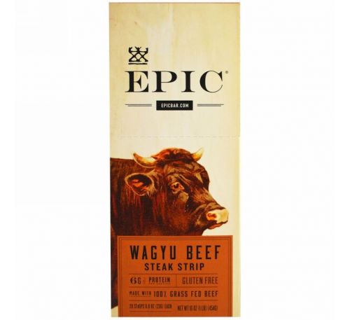 Epic Bar, Steak Strip, Wagyu Beef, 20 Strips, 0.8 oz (23 g) Each