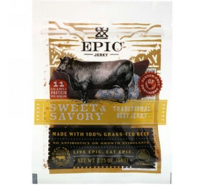 Epic Bar, Traditional Beef Jerky, Sweet & Savory, 2.25 oz (64 g)