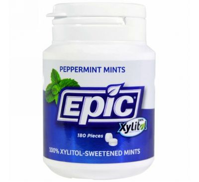 Epic Dental, Xylitol Mints, Sugar-Free, Peppermint, 180 Pieces