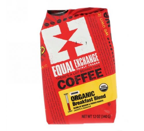 Equal Exchange, Органический продукт, кофе, смесь для завтрака, мололтый, 12 унц. (340 г)