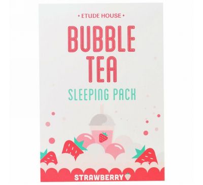 Etude House, Bubble Tea, ночная маска с клубникой, 3.5 унции(100 г)