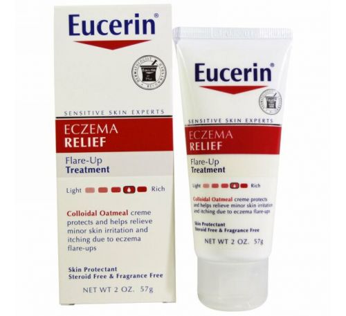 Eucerin, Eczema Relief, лечение вспышек экземы, 2 унции (57 г)