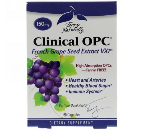 EuroPharma, Terry Naturally, Clinical OPC, 150 мг, 60 капсул