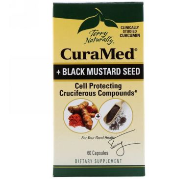 EuroPharma, Terry Naturally, CuraMed + семена горчицы черной, 60 капсул