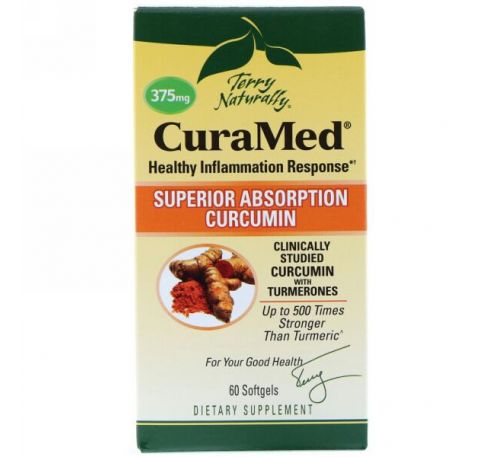 EuroPharma, Terry Naturally, Terry Naturally, CuraMed, 375 мг, 60 желатиновых капсулы
