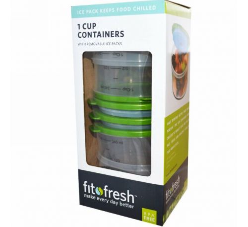 Fit & Fresh, Охлаждающие Контейнеры для Еды Объемом 1 Стакан, набор из 4 шт.