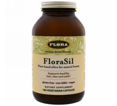 Flora, FloraSil, Диоксид кремния на растительной основе для естественной красоты, 180 вегетарианских капсул