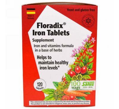 Flora, Floradix Iron Tablets Supplement, 120 Tablets