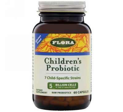 Flora, Пробиотики для детей, 60 капсул
