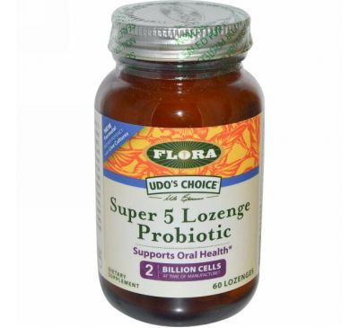 Flora, «Выбор Удо», пробиотик в пастилках Super 5, 60 пастилок