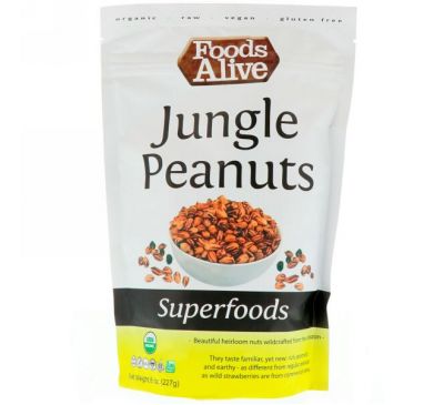 Foods Alive, Суперфуды, Арахис из джунглей, 8 унц. (227 г)