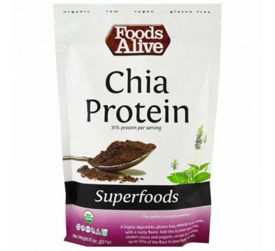 Foods Alive, Суперпродукты, белковый порошок чиа, 8 унций (227 г)