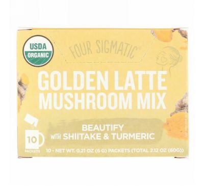 Four Sigmatic, Golden Latte, Mushroom Mix, 10 Packets, 0.21 oz (6 g) Each