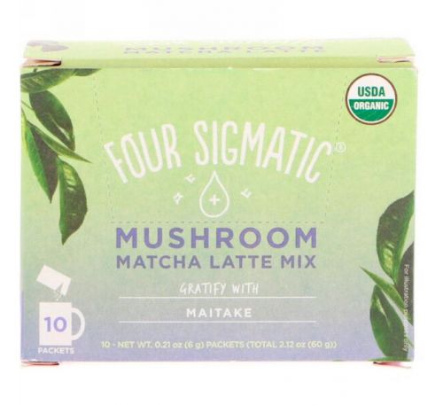 Four Sigmatic, Смесь для маття латте с грибами, 10 пакетиков, по 0,21 унции (6 г) каждый