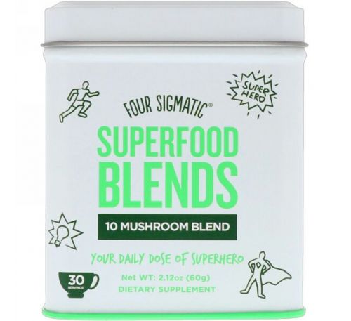Four Sigmatic, Superfood Blends, 10 Mushroom Blend, 30 Servings, 2.12 oz (60 g)