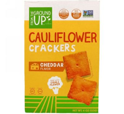 From The Ground Up, Cauliflower Crackers, Cheddar Flavor, 4 oz (113 g)