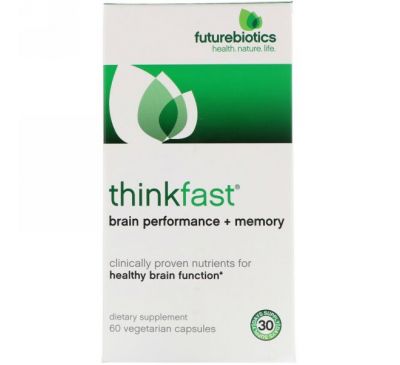 FutureBiotics, «БыстрыйУм», повышение производительности мозга и памяти, 60 растительных капсул