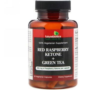 FutureBiotics, Кетоны из красной малины + зеленый чай, 60 вегетарианских капсул