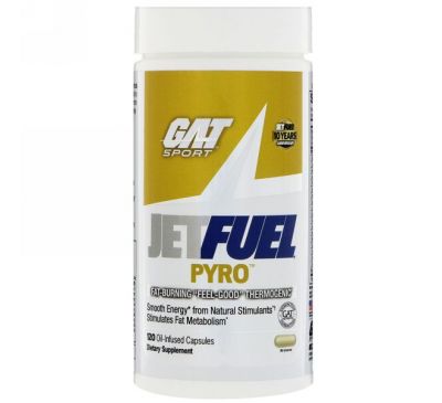 GAT, JetFuel Pyro, термогенное средство сжигания жира, 120 капсулы, заполненных маслом