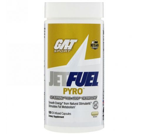GAT, JetFuel Pyro, термогенное средство сжигания жира, 120 капсулы, заполненных маслом