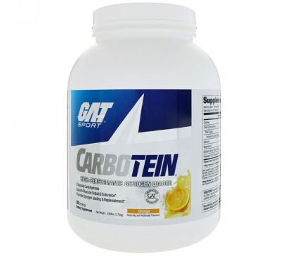 GAT, Карботеин, высокоэффективный поставщик гликогена, апельсин, 3,85 фунта (1,75 кг)