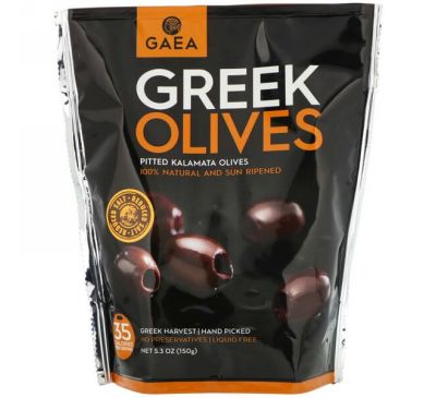 Gaea, Греческие оливки, оливки каламата без косточек, 5,3 унции (150 г)