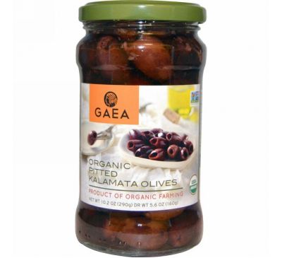 Gaea, Органические оливки Каламата без косточек, 10.2 унций (290 г)