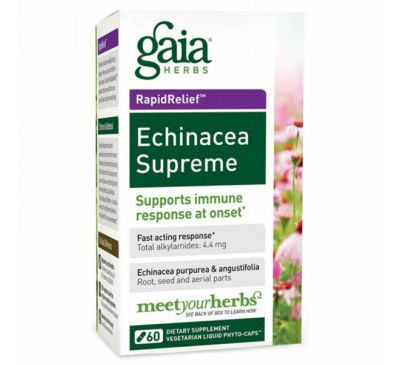Gaia Herbs, Эхинацея, 60 гелевых капсул